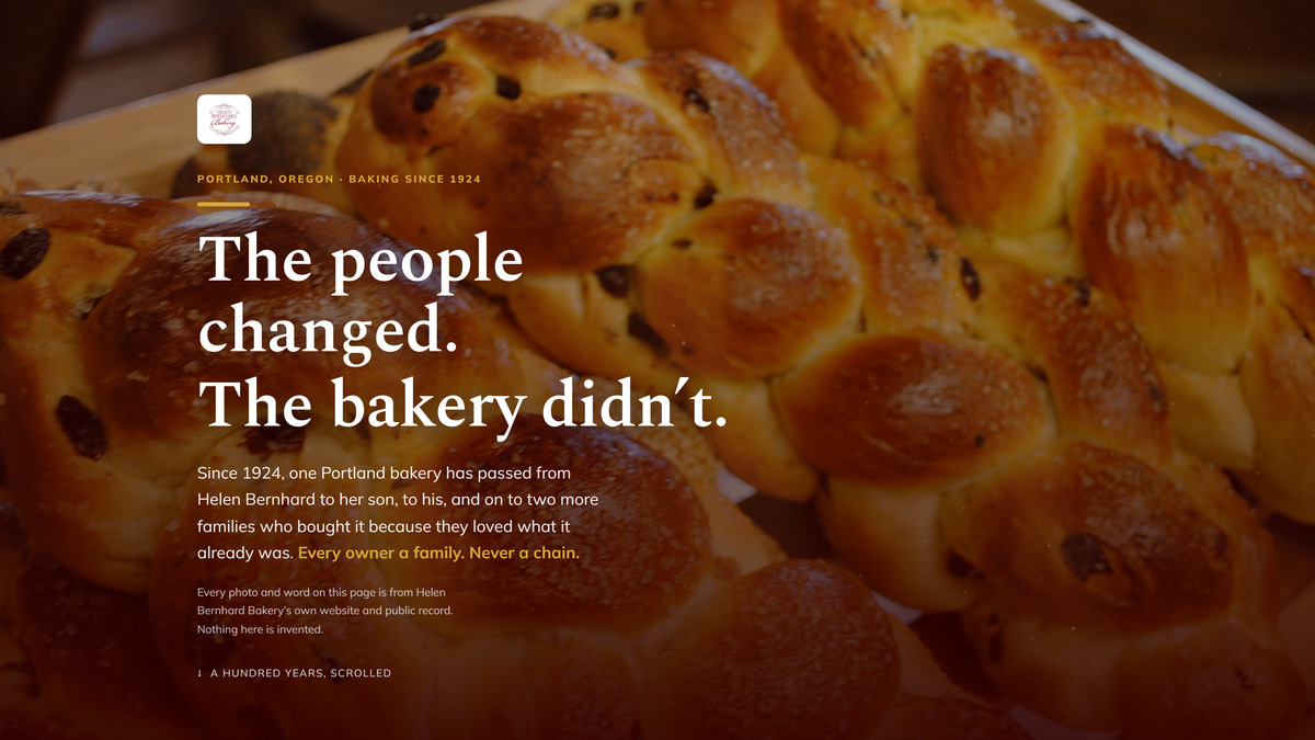 The website we built for Helen Bernhard Bakery